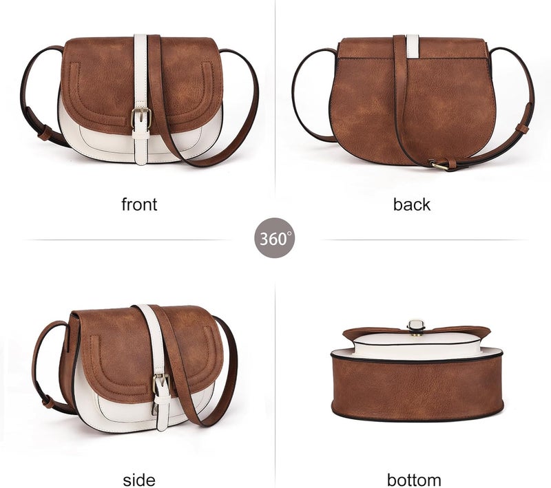 AFKOMST Crossbody Bags for Women,Small Saddle Purse and Boho Cross Body Handbags,Vegan Leather - Image 3